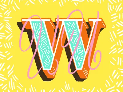 Double U confetti drop cap dropcap hand lettering letter lettering script type type fight typefight u w