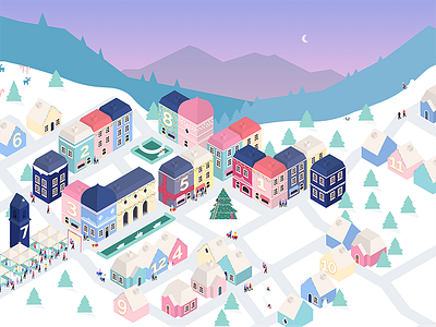 Christmas Advent Calendar advent advent calendar christmas christmas advent christmas village code illustration interactive isometric svg village