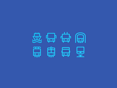 Public transport icons boat bus intercity metro monorail public tram transportation trolley underground van