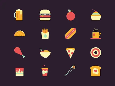 Little Food Icons eat food icons illustrations restaurant