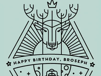 Sunshine Deer antlers birthday card crown deer monoline