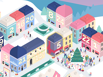 Last Day of Christmas advent christmas christmas advent christmas market christmas village code festive illustration interactive isometric svg village