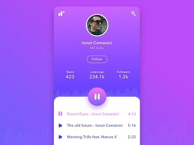 User profile - Daily UI challenge daily dailyui follow gorrils music play player profile sound ui