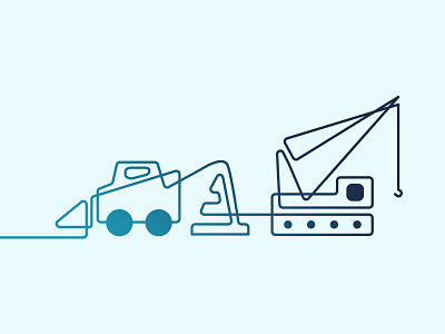 if you build it... bulldozer cone construction crane icons illustration lines