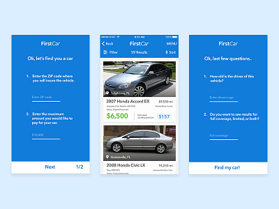 FirstCar Mobile App app design mobile app product ui ux