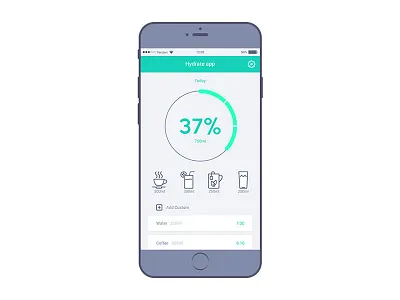 Hydrate App UI app color drink fit fitness glow neon ui kit water