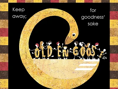 Golden Goose animal bird fairy tale grimm illustration people queue