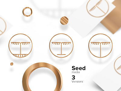 3 Options of Seed Media 3 design gold graphic grass logo mockup option version