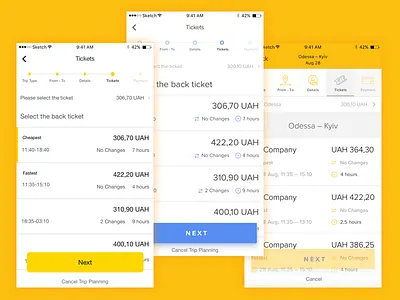 Tickets app design ios itinerary sketch stepper tickets travel ui ux