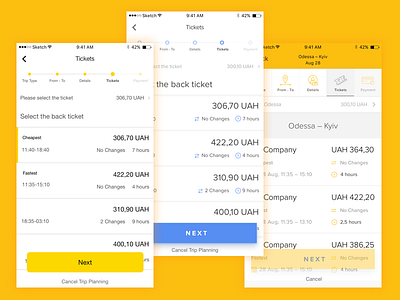 Tickets app design ios itinerary sketch stepper tickets travel ui ux