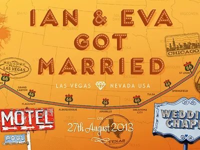Ian & Eva Got Married – Print Detail #3 california chicago map present print road route 66 trip united states usa vegas wedding