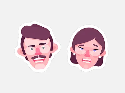 Two heads are better than one 2d avatar boy character flat girl head rboy rocketboy smile sticker
