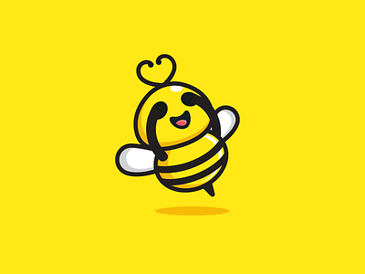Shy Bee animal character mascot app apps application bee dating brand branding identity child children cute fun funny flat cartoon comic friendly geometry geometric antenna illustrative illustration insect ui ux icon logo mark love heart couple