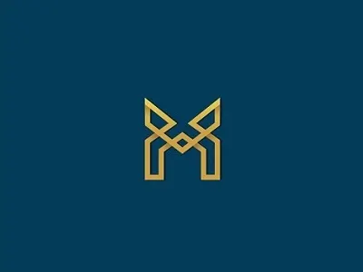 M creative design gold icon lines logo m minimal monogram simple