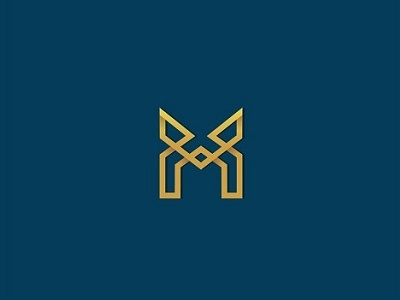 M creative design gold icon lines logo m minimal monogram simple