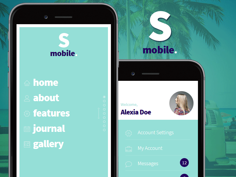 MobileS page transition mobile design mobile menu mobile template