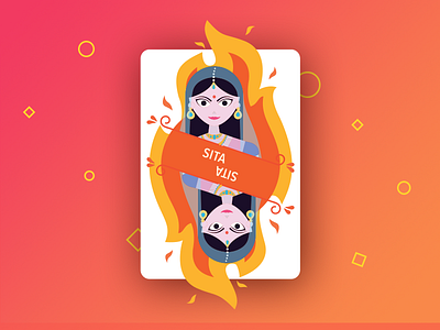 Sita Card card character color fire illustration playing card ramayana shape sita