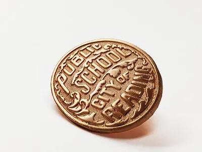 Public School City of Reading Pin diestruck doorknob illustration lettering pennsylvania pin public school reading reproduction rose gold