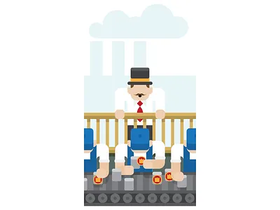 History of Leadership - The Factory Boss assembly line boss conveyor factory history leader leadership manager middle management nationbuilder top hat worker