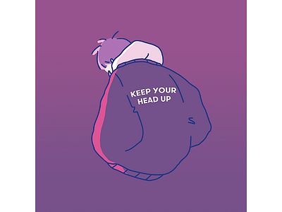 Keep your head up art blue digital gallery illustration japan pink purple typography