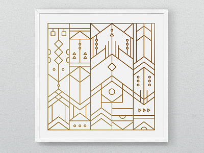 Triangle Aztec Pattern Print abstract arrows copper gold lines modern pattern print screen print shapes stained glass triangles