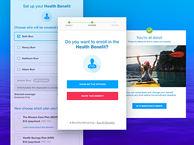 Mobile benefit selection App mobile ui ux webapp