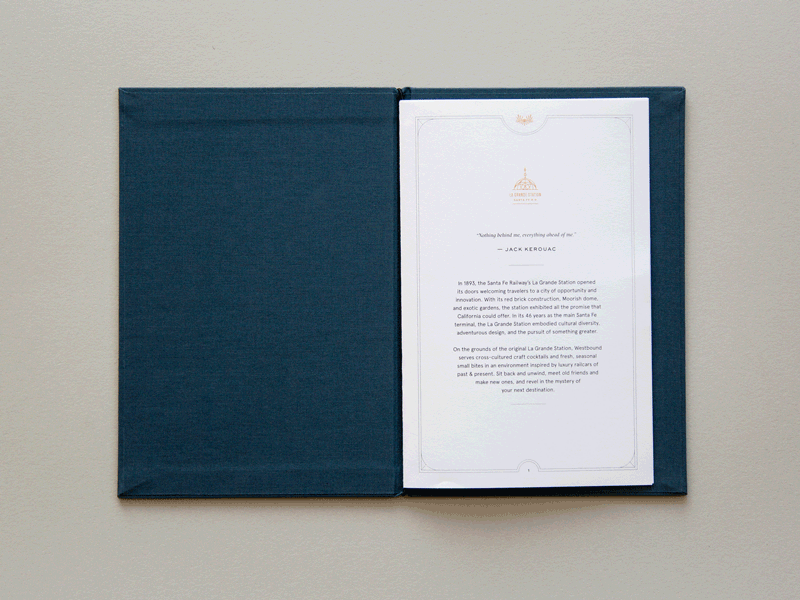 Westbound Menu animated book hardbound menu pages