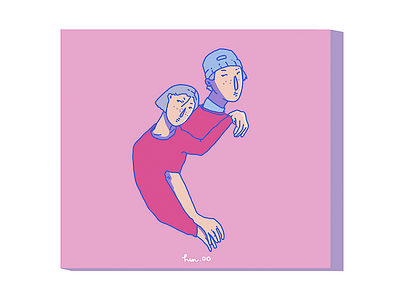 All we ever wanted art blue couple digital gallery illustration japan love pink purple