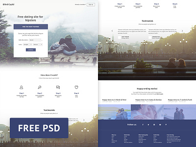 PSD Freebie - Blind Cupid Dating Site Web Template dating site free freebie photoshop psd ui web design web template