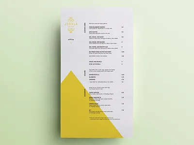 Jubala Coffee menu branding coffee color design identity layout menu north carolina raleigh typography