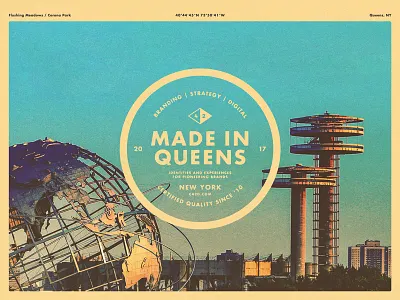 Made In Queens 2017 badge branding design identity industrial logo queens retro texture yellow