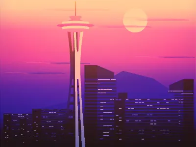 Space Needle city cityscape design dribbble flatdesign illustration landmark vector