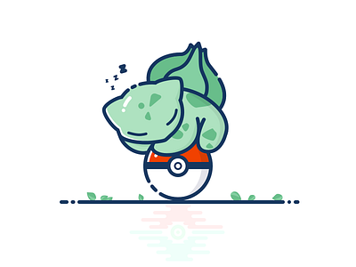 Bulbasaur ball cute funny green lovely mbe pokemon sleep