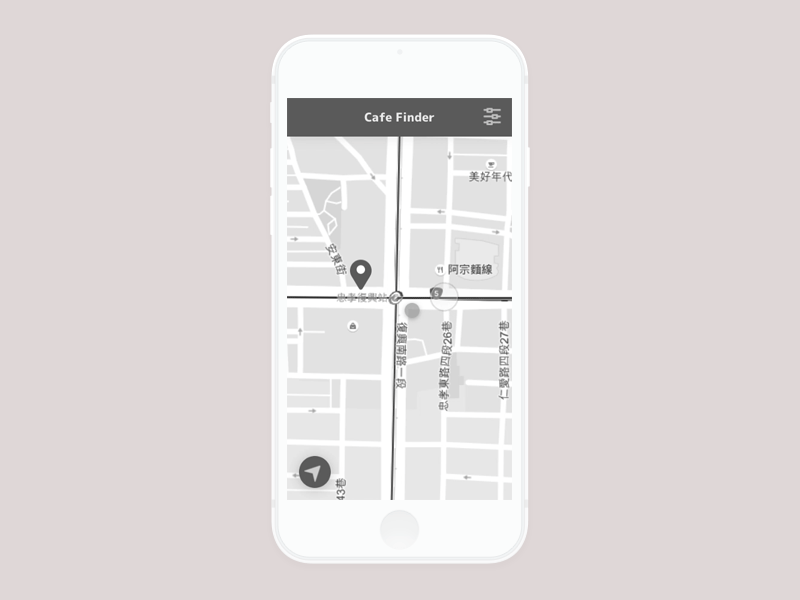 Prototype #07 Map(Cafe Finder) animation interaction principle prototype ui ux wireframe