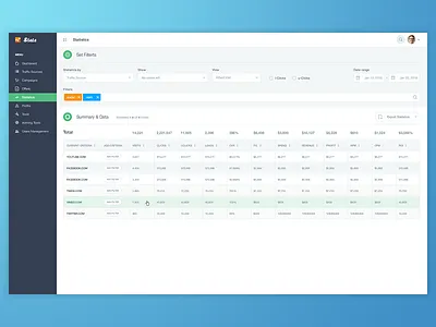 Tracking Tools app dashboard data field form interface menu search table ui web workspace