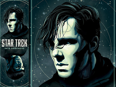 Star Trek: Into Darkness benedict cumberbatch digital painting khan painting space spock star trek stars