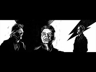 David Bowie triptych bowie david bowie illustration linocut portrait printmaking woodcut