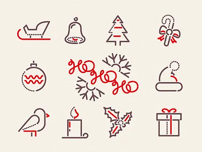 Ho Ho Ho - Icons christmas colour and lines holly icons illustration santa snow symbols thumbprint ui vector xmas
