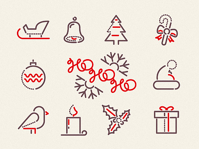 Ho Ho Ho - Icons christmas colour and lines holly icons illustration santa snow symbols thumbprint ui vector xmas