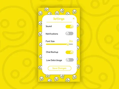 day 7 :Settings chat daily settings smile ui yellow