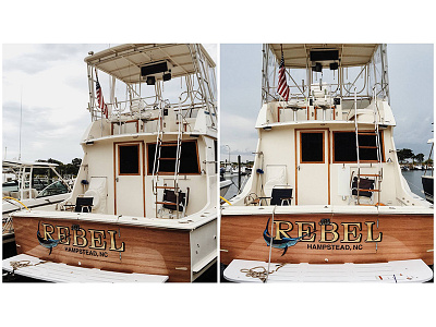 Rebel Transom boat graphics logo name transom