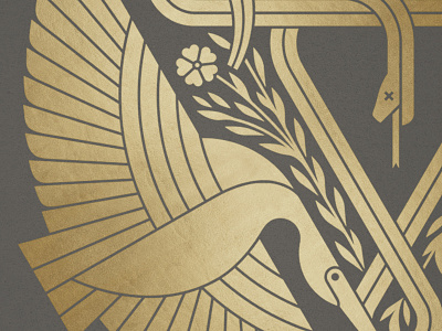 Lucky Cranes bird crane floral snake