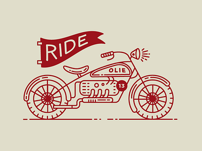 Olie design flat illustration line work motorcycle red