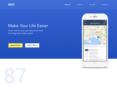 Day 87 - Welcome Section 100dayuichallenge app landing page phone welcome section