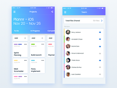 Project Board app asana boards cells flat gradient ios list minimal trello ui