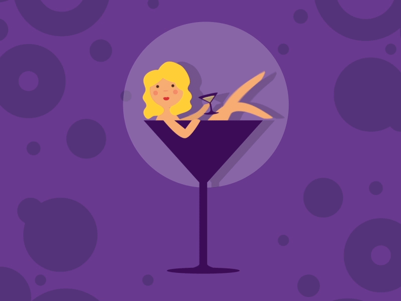 Party Girl! 2d animation blonde character drink flat girl party rigging violet