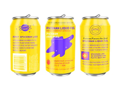 Spaceman Liquid Fuel Cans beer can labels packaging planet space