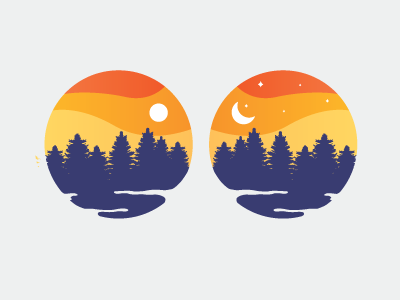 Outdoors Logo branding forest gradient logo sunset trees