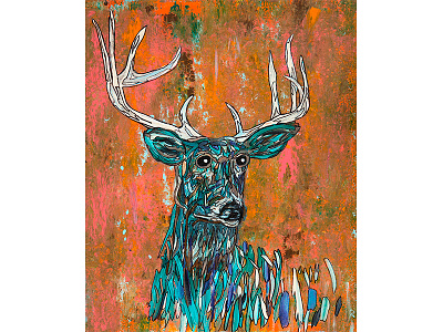 Whitetail Deer antlers art deer hipster hunting outdoors painting whitetail