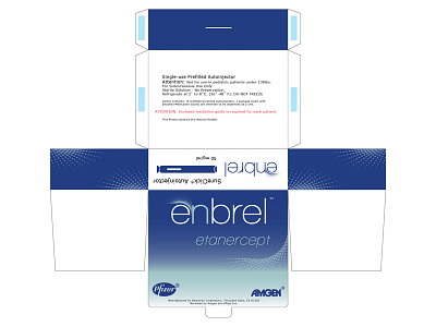 Enbrel Medication Packaging - Box blue drug logo packaging white